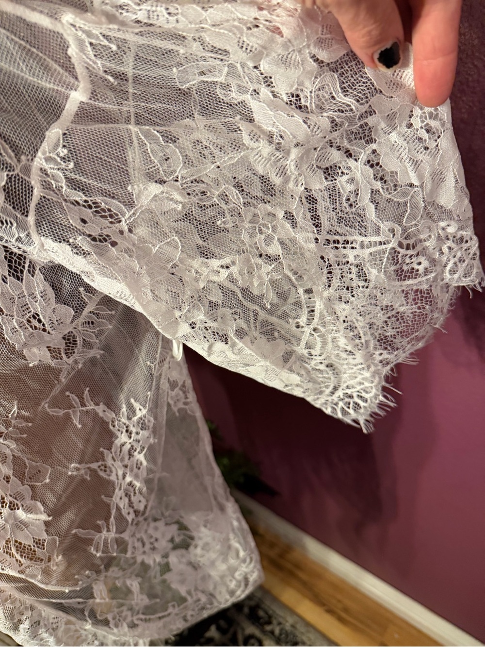 Sheer Lace Robe - White - Picture 3 of 4